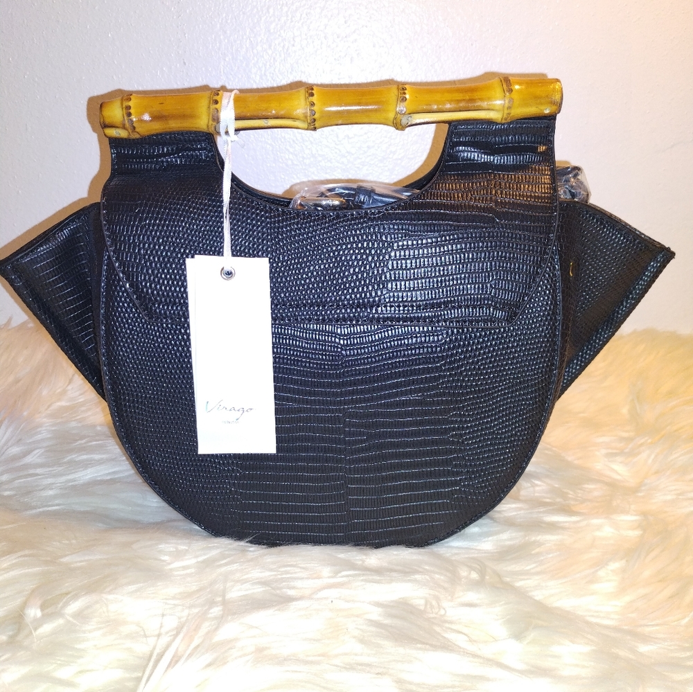Bamboo Handle 2way Wing Satchel